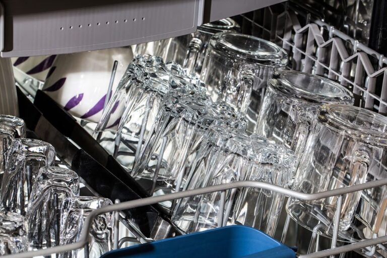 Glasses in a dishwasher